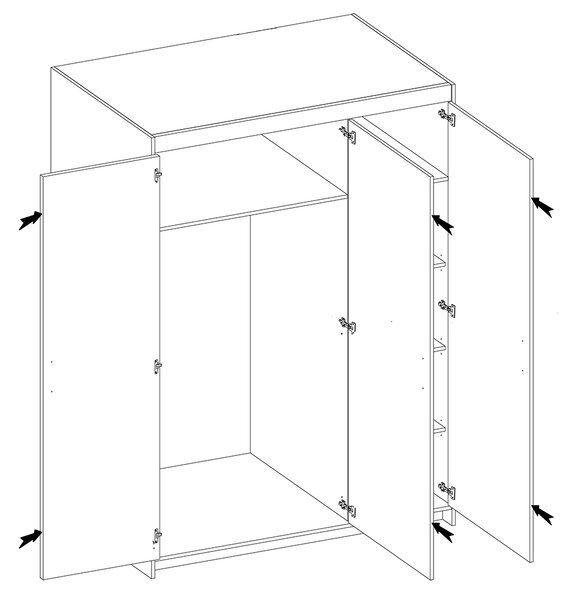 Šatní skříň ELENA 3D + zrcadlo + nástavec | 133 cm | dub lefkas