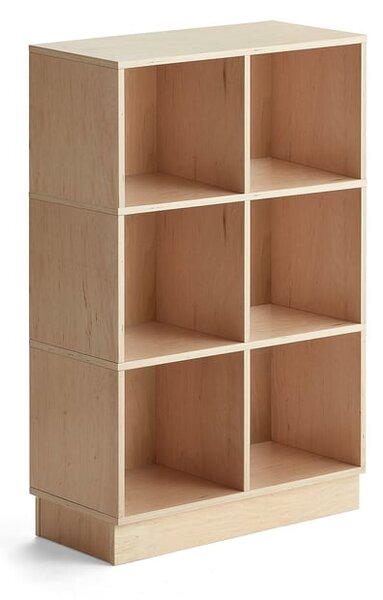 AJ Produkty Regál RICO, 1245x800x375 mm, 6 přihrádek, sokl, bříza