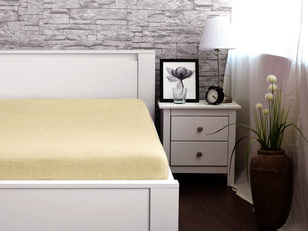 XPOSE® Froté prostěradlo Exclusive - vanilkové 200x220 cm