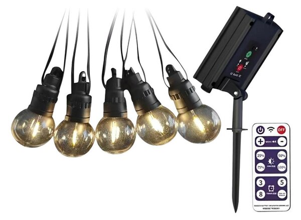 LED Solární řetěz 10xLED/0,5/4,5V 12 m 3000K IP44 + DO