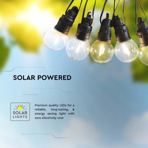 LED Solární řetěz 10xLED/0,5/4,5V 12 m 3000K IP44 + DO
