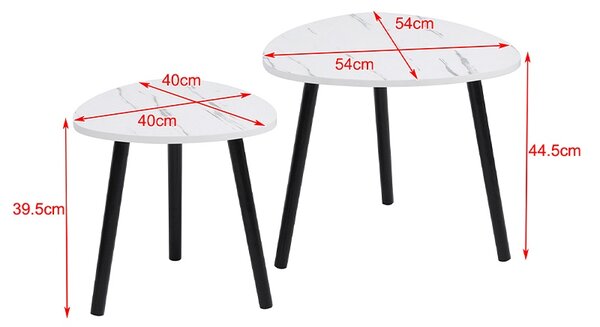 BPS-koupelny Set 2 konferenčních stolků TIG-4 54, imitace bílého mramoru/černá