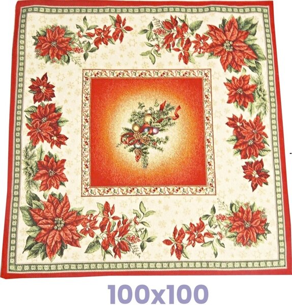 Vánoční gobelínové ubrusy - Vánoční růže 100x100