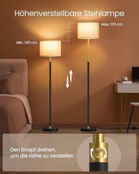 Stojací lampa s nastavitelnou výškou 140 - 170 cm