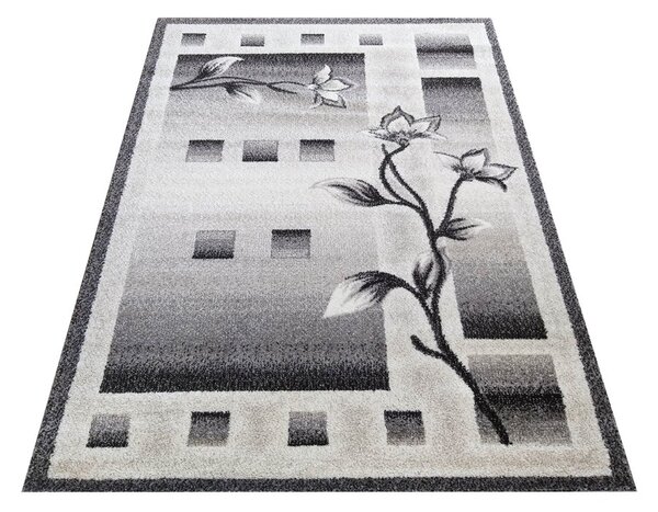 Makro Abra Kusový koberec moderní OTTO 02 Květy šedý Rozměr: 80x150 cm