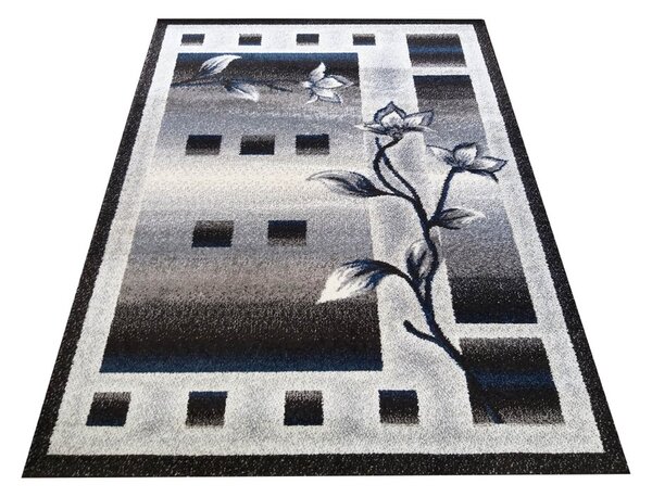 Makro Abra Kusový koberec moderní OTTO 02 Květy šedý modrý Rozměr: 80x150 cm