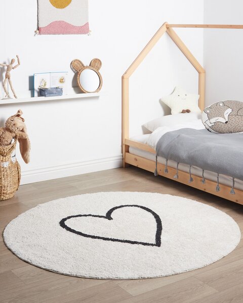 Dětský koberec HEART Béžová ø 140 cm Bavlna