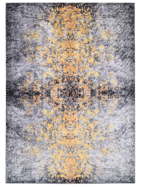 Makro Abra Kusový koberec pratelný VICTORIA 21061 pogumovaný šedý žlutý Rozměr: 140x200 cm