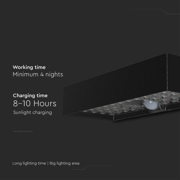 LED Solární nástěnné svítidlo se senzorem LED/6W/3,7V IP65 4000K 3000 mAh černá