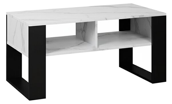 Velaco Konferenční kávový stolek TAB 2 90, imitace bílého mramoru/černá