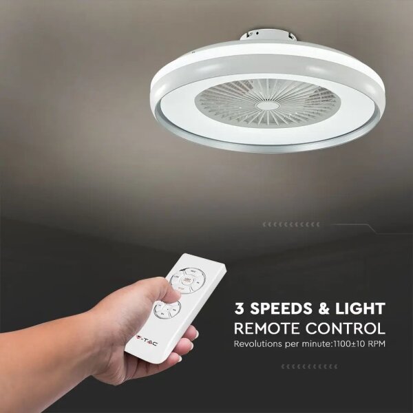 LED Stropní svítidlo s ventilátorem LED/45W/230V 3000/4000/6500K šedá