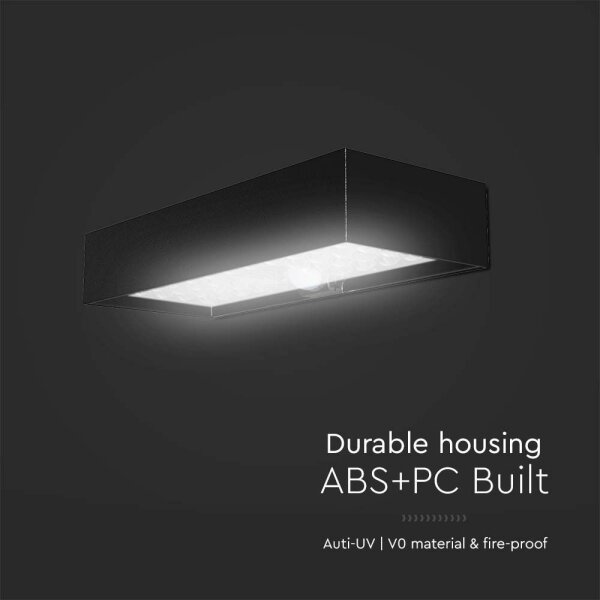 LED Solární nástěnné svítidlo se senzorem LED/6W/3,7V IP65 4000K 3000 mAh černá