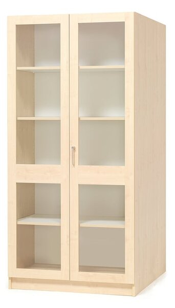 AJ Produkty Prosklená skříň THEO, dvoukřídlé dveře, 2100x1000x470 mm, bříza