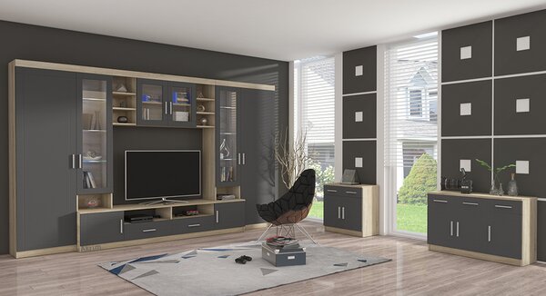 Komoda Paris 2F2S | 69 cm | sonoma/grafit MDF