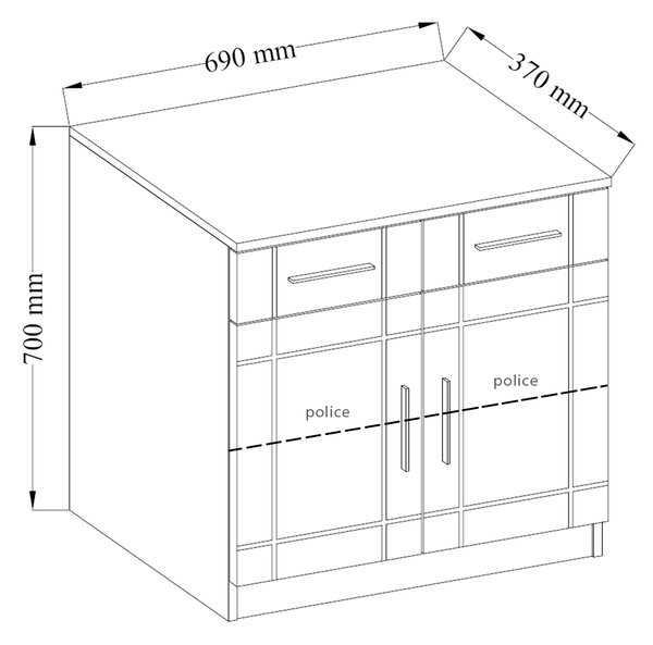 Komoda Paris 2F2S | 69 cm | sonoma/bílá MDF