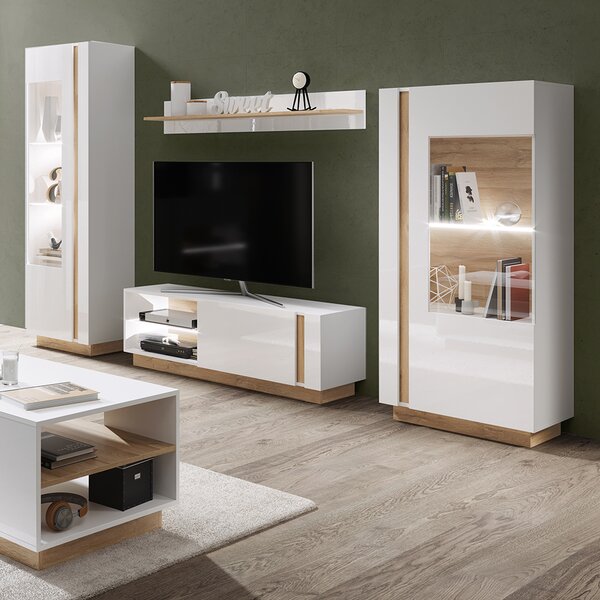 ARCO | vysoká vitrína 60 | 60 cm | bílá mat/lesk/dub grandson