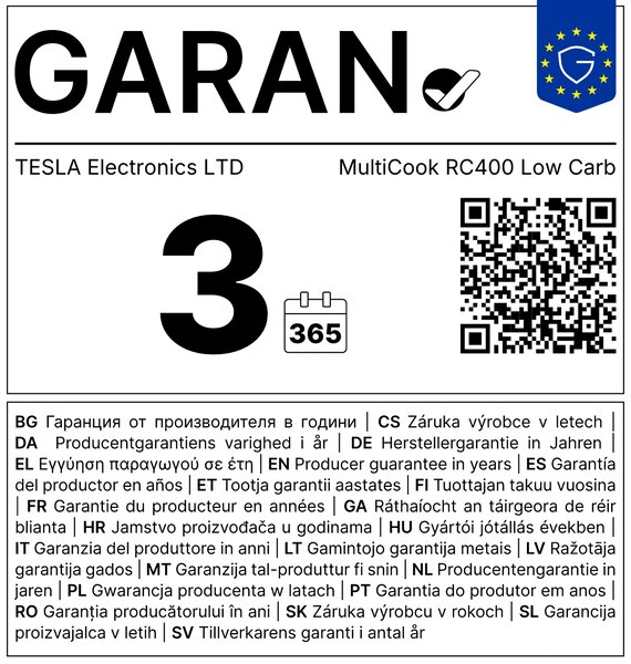 TESLA MultiCook RC400 Low Carb - multifunkční rýžovar