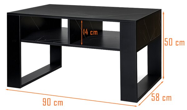 Velaco Konferenční kávový stolek TAB 2 90, imitace černého mramoru/černá