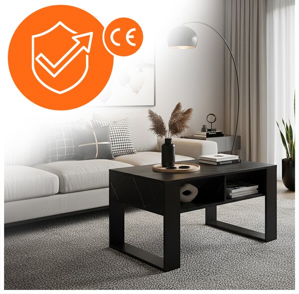 Velaco Konferenční kávový stolek TAB 2 90, imitace černého mramoru/černá
