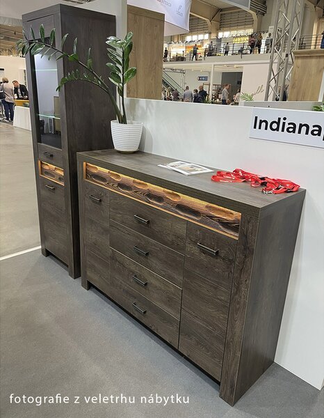 INDIANAPOLIS t | vitrína I-3 s policemi | 96 cm | jasan tmavý