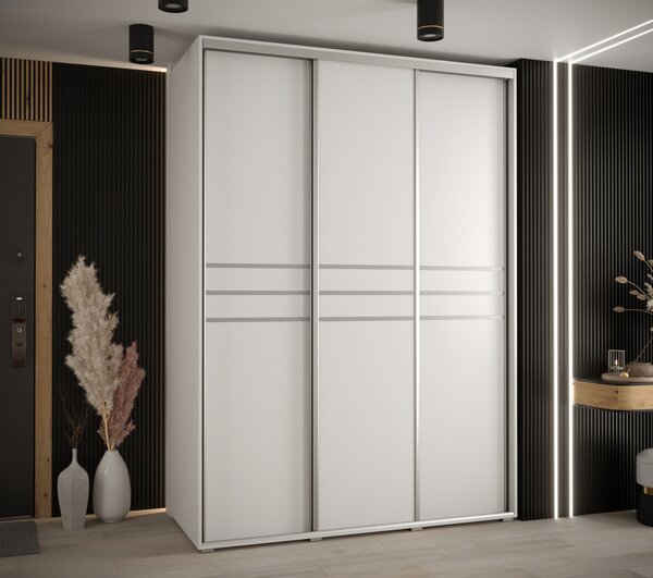 Šatní skříň YVONA 10 - 170/60 cm, bílá / stříbrná