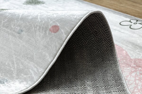 Dětský kusový koberec vhodný k praní BAMBINO 2644 Holčička Jednorožec bílý růžový Rozměr: 80x150 cm