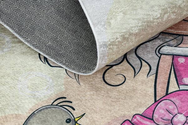 Makro Abra Dětský kusový koberec vhodný k praní BAMBINO 43020 Královna Princezna krémový růžový Rozměr: 80x150 cm