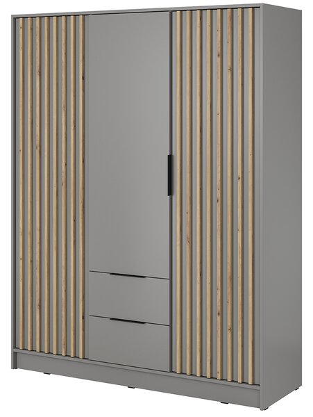 Šatní skříň NELLY 3D bez zrcadla | 155 cm | šedá