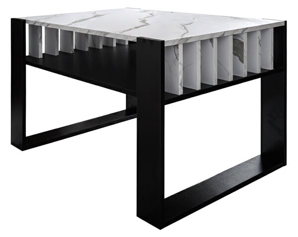 Velaco Konferenční kávový stolek TAB 4 70, imitace bílého mramoru/černá
