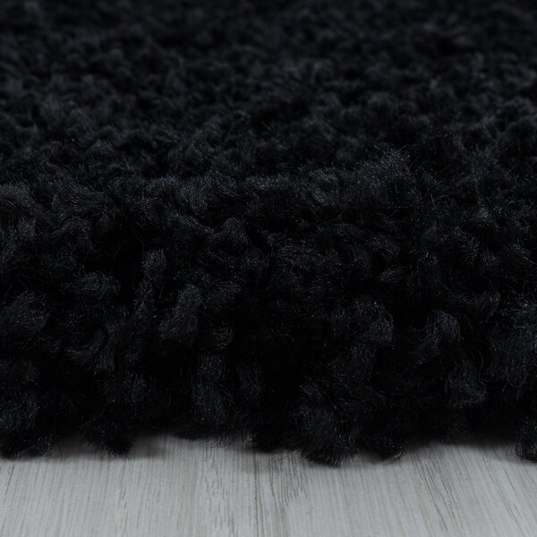 Ayyildiz, Kusový koberec Sydney Shaggy 3000 black, 80x150, černá, ložnice
