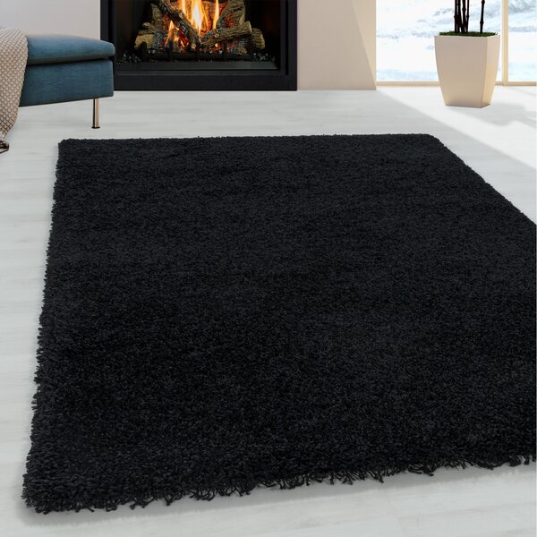 Ayyildiz, Kusový koberec Sydney Shaggy 3000 black, 80x150, černá, ložnice