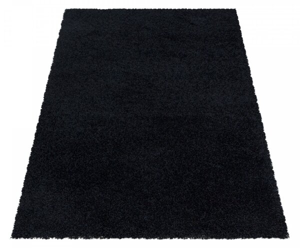 Ayyildiz, Kusový koberec Sydney Shaggy 3000 black, 80x150, černá, ložnice