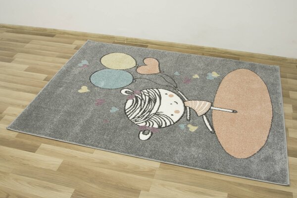 Makro Abra Dětský kusový koberec Lima 9393B Holčička Baletka šedý růžový Rozměr: 120x170 cm
