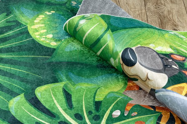 Makro Abra Dětský kusový koberec vhodný k praní BAMBINO 2651 Zvířátka Džungle zelený hnědý Rozměr: 80x150 cm