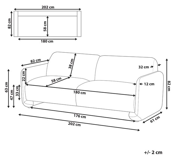 Pohovka 3místná SALAND Tkanina Bílá