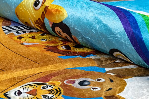 Makro Abra Dětský kusový koberec vhodný k praní BAMBINO 2685 Noemova Archa Zvířata Loď, Moře vícebarevný Rozměr: 80x150 cm