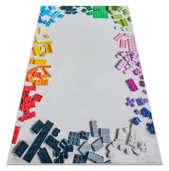 Makro Abra Dětský kusový koberec vhodný k praní BAMBINO 38480 Kostky Lego šedý vícebarevný Rozměr: 120x170 cm