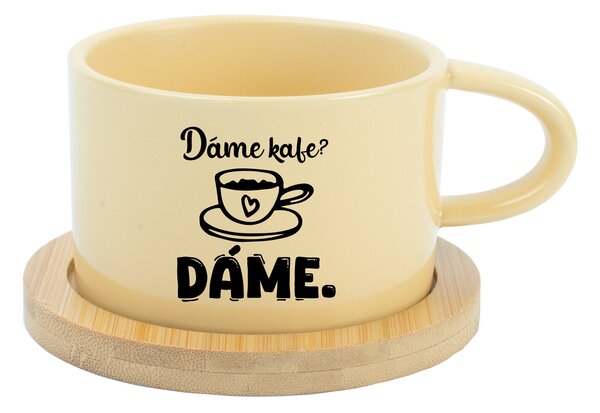 DÁME KAFE? DÁME. - žlutý hrníček makronka 200 ml
