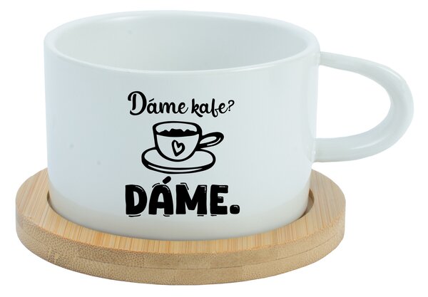 DÁME KAFE? DÁME. - bílý hrníček makronka 200 ml