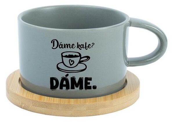 DÁME KAFE? DÁME. - šedý hrníček makronka 200 ml