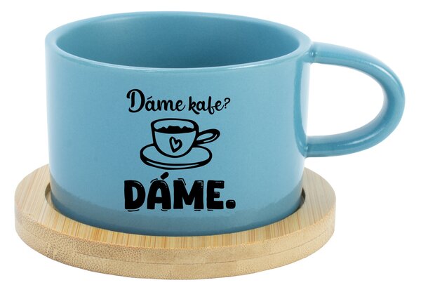 DÁME KAFE? DÁME. - modrý hrníček makronka 200 ml
