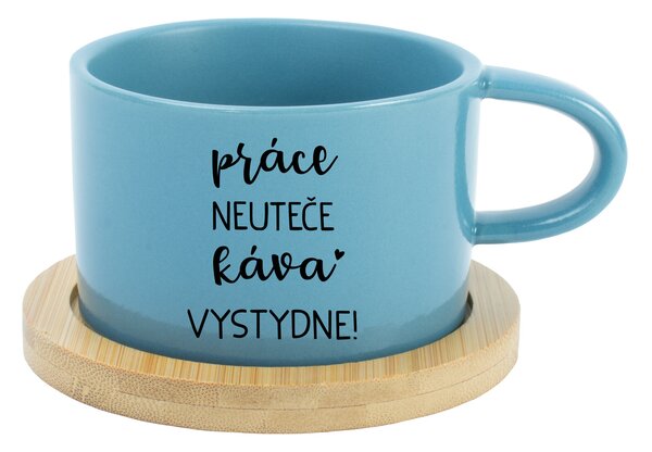 PRÁCE NEUTEČE, KÁVA VYSTYDNE! - modrý hrníček makronka 200 ml