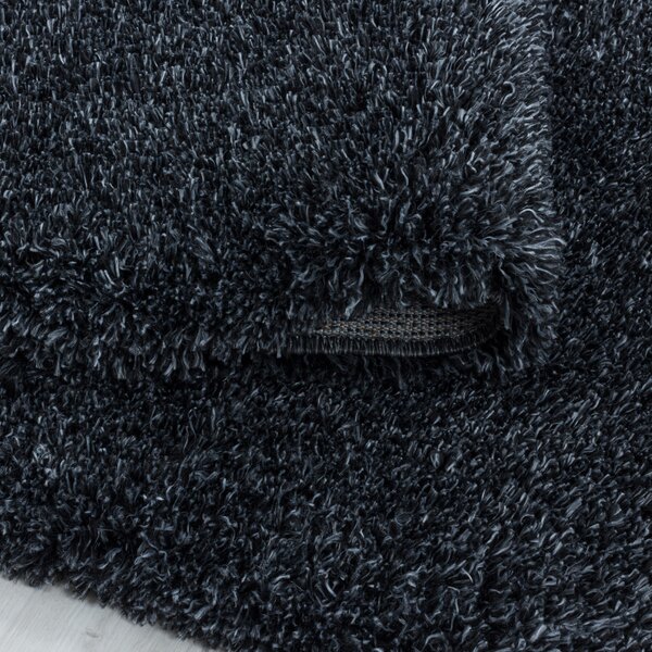 Ayyildiz, Kusový koberec Fluffy Shaggy 3500 anthrazit kruh, 80x80 (průměr) kruh, šedá, ložnice