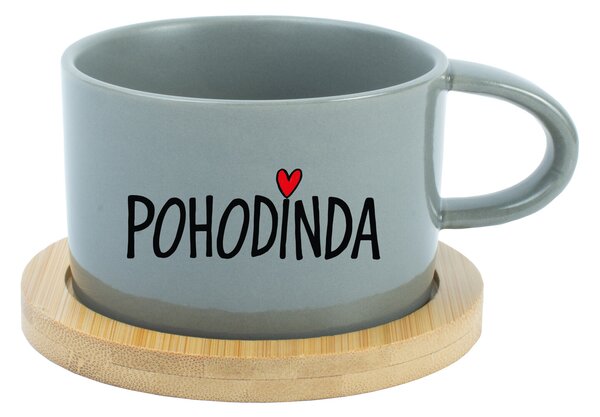 POHODINDA - šedý hrníček makronka 200 ml