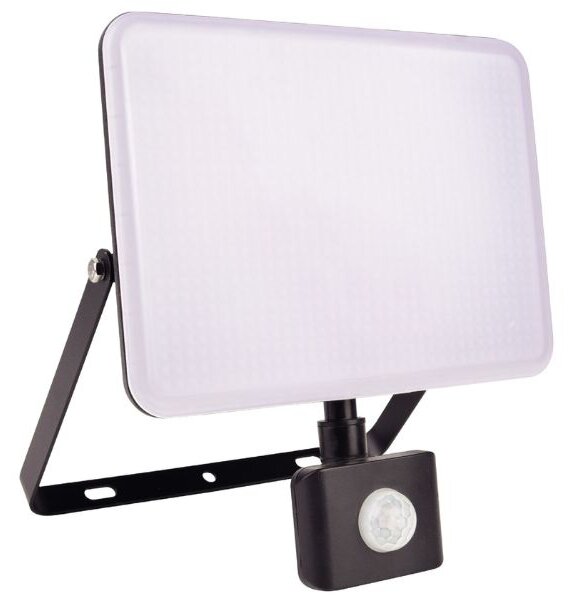 Prémiový bezrámový LED reflektor s čidlem pohybu černý, 50W, 4750lm, denní, 3 roky