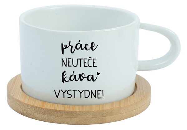 PRÁCE NEUTEČE, KÁVA VYSTYDNE! - bílý hrníček makronka 200 ml
