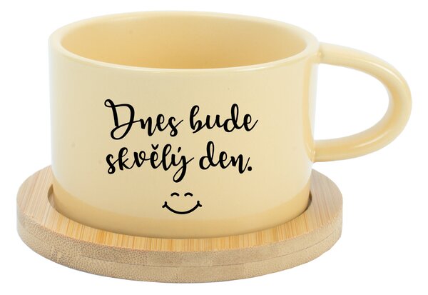 DNES BUDE SKVĚLÝ DEN - žlutý hrníček makronka 200 ml