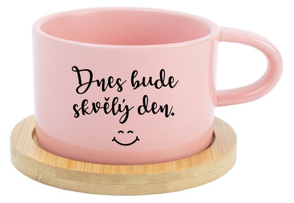 DNES BUDE SKVĚLÝ DEN - růžový hrníček makronka 200 ml