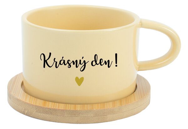 KRÁSNÝ DEN! - žlutý hrníček makronka 200 ml