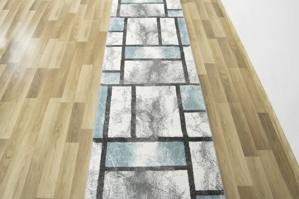 Makro Abra Běhoun Lima 9553A geometrický moderní šedý modrý Šíře: 60 cm
